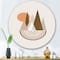 Designart - Minimalistic Mountain Landscape With Red Full moon - Modern Metal Circle Wall Art